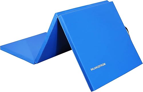 BalanceFrom Alfombrilla de ejercicio plegable de tres pliegues con asas de transporte para MMA, gimnasia y gimnasio en casa