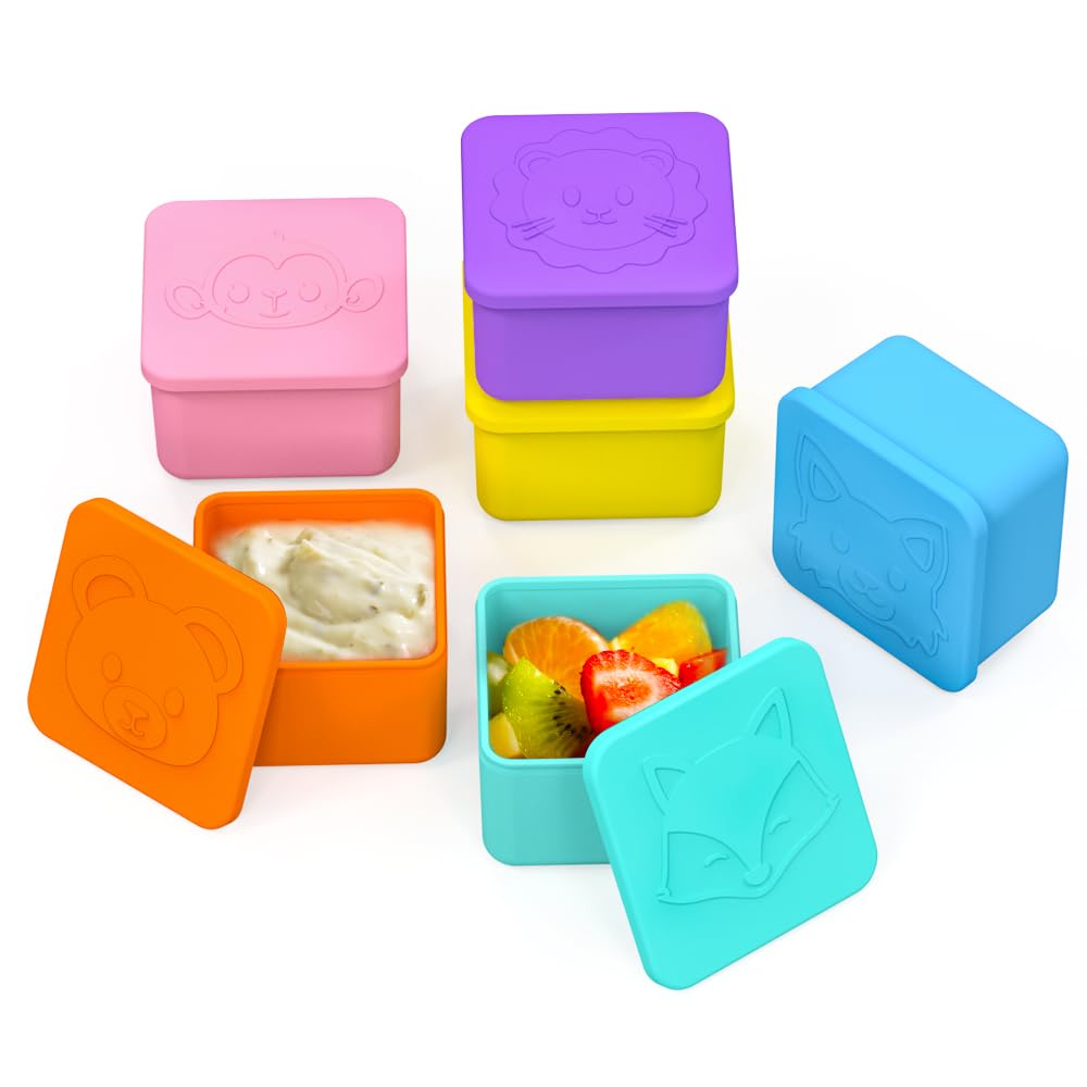 MORLIKE LIVING 100% Small Food Grade Silicone Baby Food Containers, 4 oz Baby Food Storage Containers for Picnic, Leak Proof Baby Food Jars with lids, Baby Snack Containers Homemade (Mix, 6 Pack)