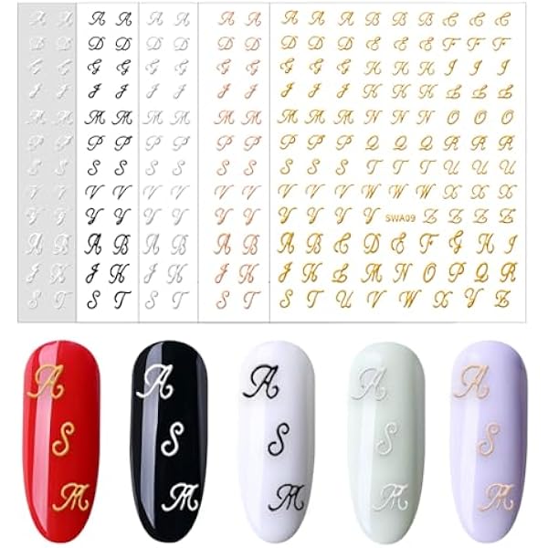10 arkuszy naklejek na paznokcie 3D, naklejki na paznokcie z literami, naklejki na paznokcie do samodzielnego wykonania manicure i studia paznokci