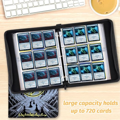 Image of 9 Pocket Card Binder, 720 Double Sided Pocket Trading Card Binder, Premium PU Card Collector Album,Card Folder for MTG /YGO /PTCG /Game Cards(Yellow)