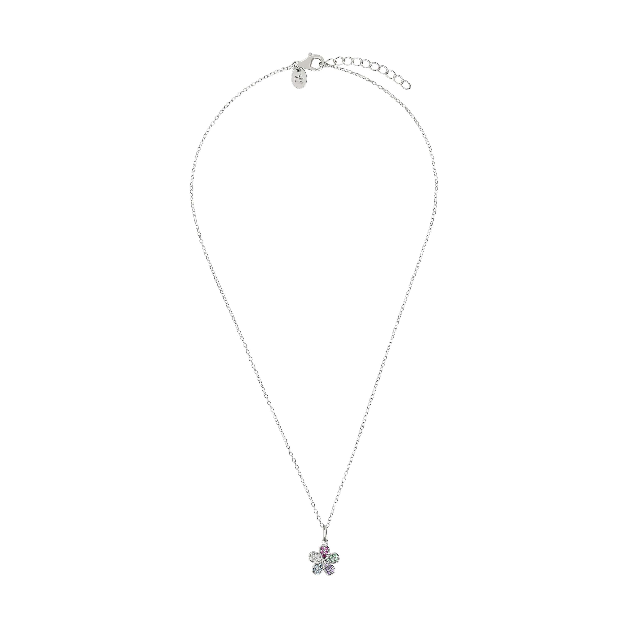 Prinzessin Lillifee Kette mit Anhänger für Mädchen, Sterling Sterling Silber 925, mit Zirkonia, 35+3 cm, Blume, silber, Kinderschmuck, Geschenkidee, kommt in Schmuck Geschenk Box, 2101029