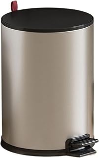 Indoor Round Stainless Steel Trash Can Garbage Bin with Soft Close Lid & Step Foot Pedal and Removable Inner Bucket, 8/10/15 Liter Dumpster(Silver,L)