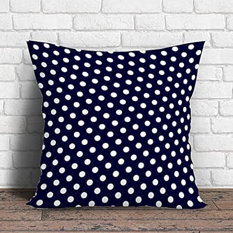 Funda de almohada decorativa azul marino y blanco con diseño de lunares Cover