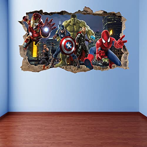 Wthh Superhero Wall Decal, Removable Vinyl Stickers For Kids Rooms, Bathrooms And Playrooms| Peel And Stick Wallpaper| Fun And Colorful Wall Decor - 36 "X23" #TOP2