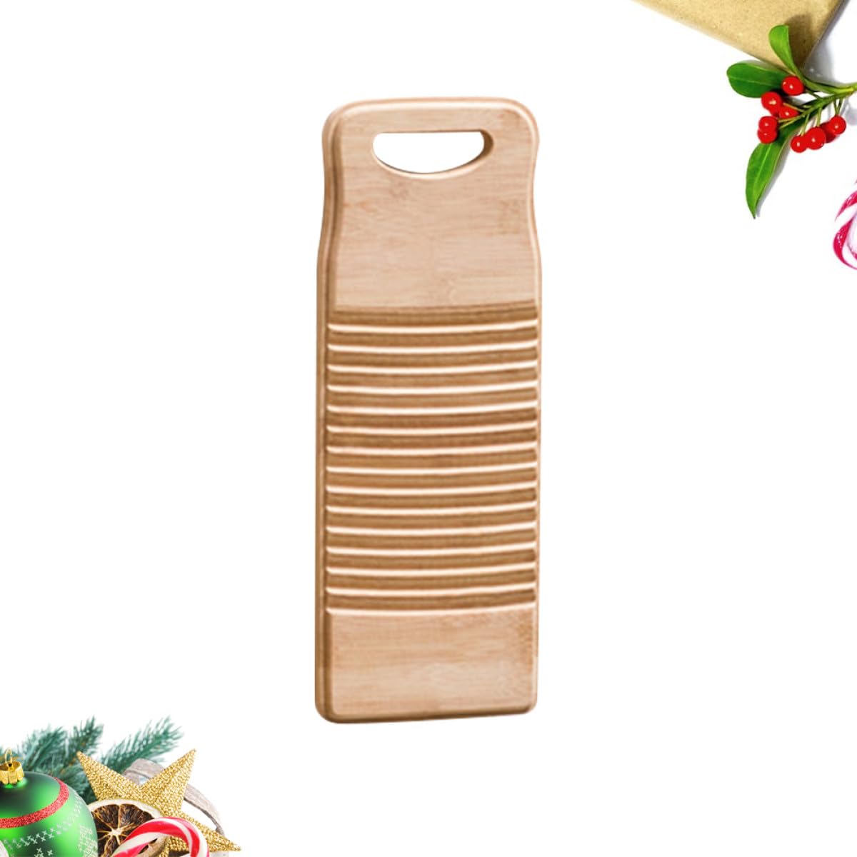 STOBAZA Waschbrett Holz Bambus mit Rutschfestem Design Verdicktes Wäschebrett aus Robustem Verbundmaterial für Kleidung im Haushalt und Shop