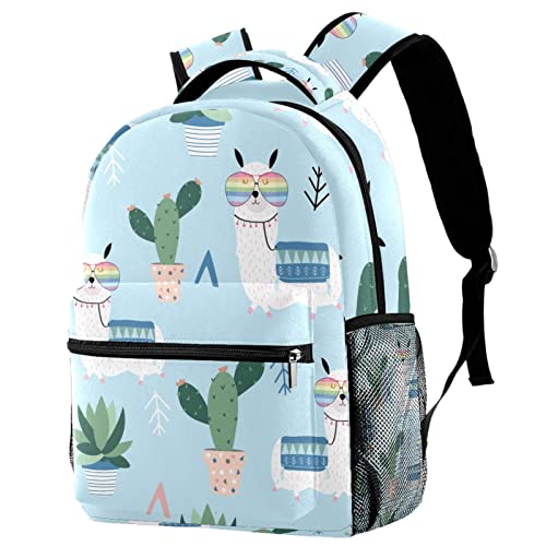 Sac à dos voyage en toile imprimé lama cactus ultra léger et résistant
