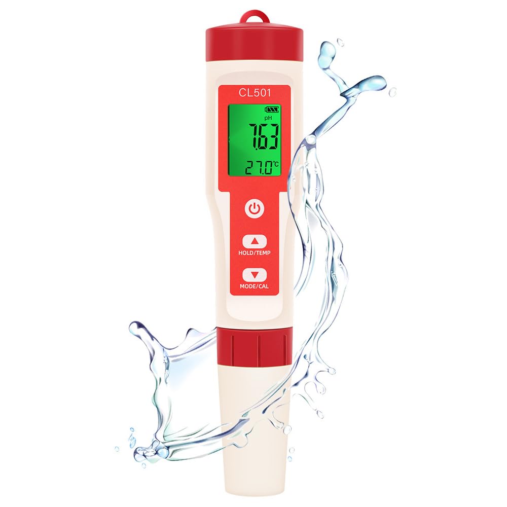 Irfora 5-in-1-Wasserqualitätsteststift, Chlor, PH, ORP, H2, Temperaturtestmessgerät, multifunktionaler Marikultur-Wasserqualitätstester für Trinkwasser, Aquarium, Aquakultur, Schwimmbad
