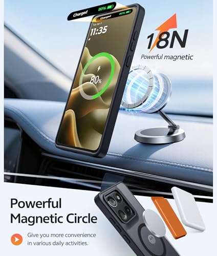 Image of FNTCASE for Motorola Edge 2026 Magnetic Case: [Compatible with Magsafe] Translucent Matte Cases with [Screen Protector] Military Grade Shockproof Protective Phone Cover(6.5 inch /Black)