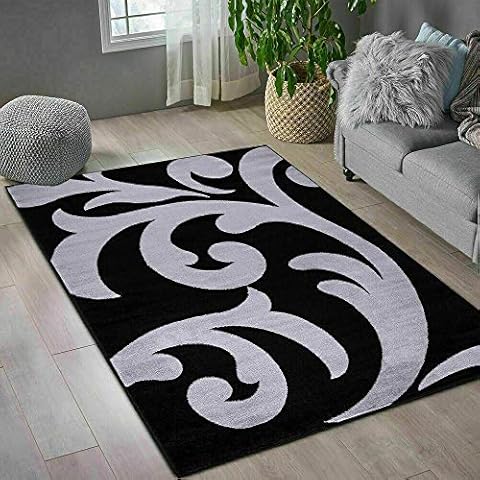 Q Style New Modern Design SPA Rugs Home Decor Living Room Bedroom Carpet Runner Floor Mat (Black-Grey, 60 x 110 cm) Cover