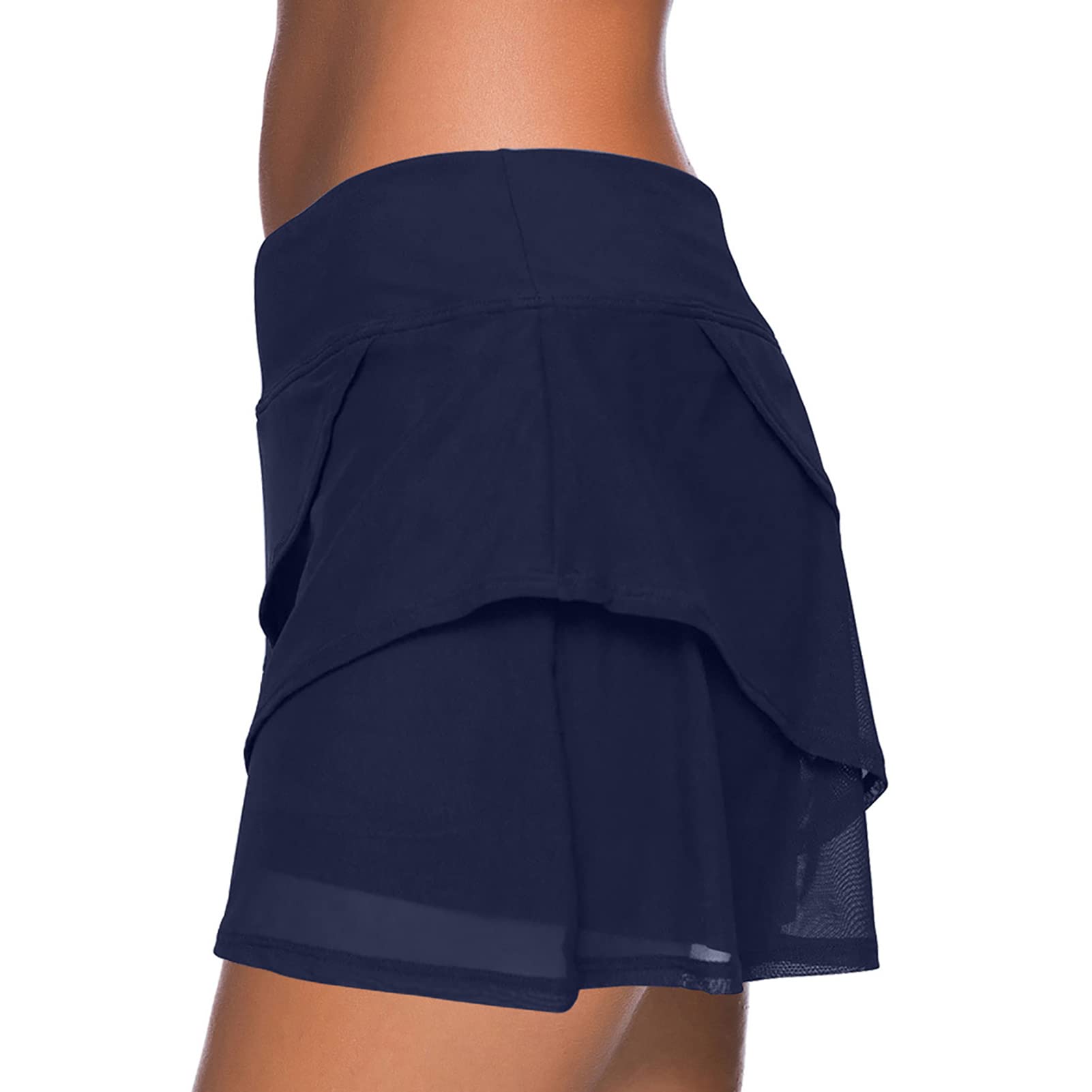 Swimming Skirt, Beach Swim Bottom Skirt Breathable Light Pure Color Ruffle for Diving for Female for Swimming (S) Dark Blue-image-18