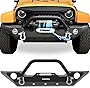 OEDRO Front Bumper Combo Compatible for 07-18 Jeep Wrangler JK & Unlimited with Winch Plate Mounting & 2 D-Rings, Upgraded Textured Black Rock Crawler Off Road Star Guardian Design