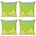 ABAKUHAUS Flor Set de 4 Fundas para Cojín, Diente de león Salvaje Flores, Estampado Digital en Ambos Lados y Cremallera, 40 cm x 40 cm, Manzana Verde de Seafoam