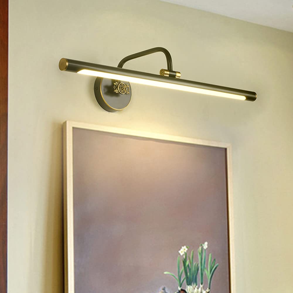 Jadssox Lampada da toeletta a LED Regolabile Lampada da Specchio da Bagno lineare Vintage, Lampade Frontali a Specchio Vintage Luci da toeletta da Bagno in Rame per Trucco, Illuminazione per Foto con