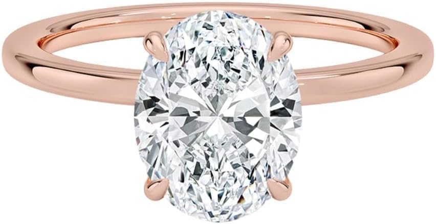 1-5 Ct Oval Moissanite Engagement Ring 10k 14k 18k Gold & 925 Sterling Silver Hidden Halo Solitaire Moissanite Ring Christmas Gift For Her