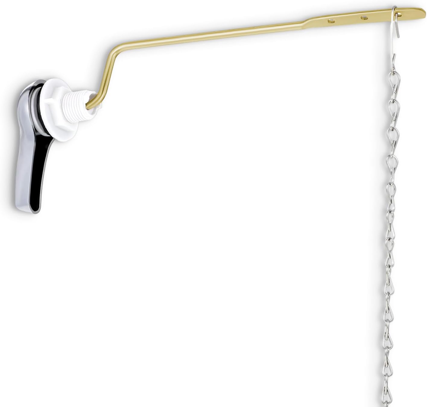Universal Toilet Handle Replacement Kit Side Mount Adjustable Tank Flush Lever with Stainless Steel Flapper Chain Fit for Most Toilet Tanks