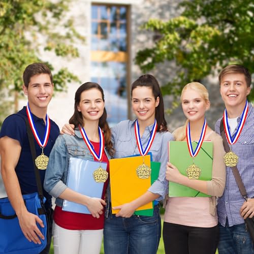 Quelay 30 Pcs 2\'\' Gold Medals for Awards,Winner Encourage Team Participation for Adults Trophy Award Prize Gift Competitions Graduation Party (Super Star)