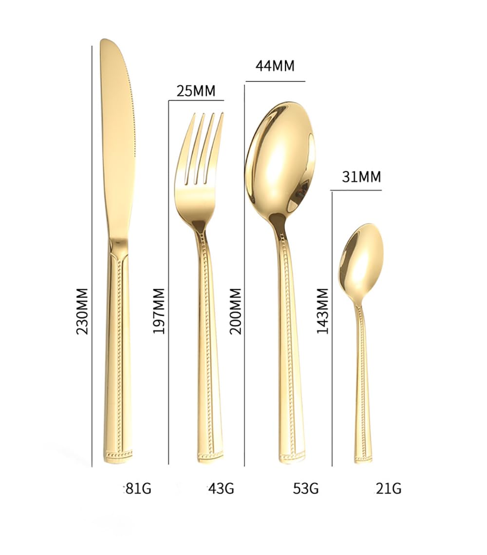 Besteckset, Besteckset aus Edelstahl, gepunktet, gestreift, geometrisch, inklusive Gabel, Löffel, Messer, Steakmesser-Set, hochglanzpoliert, Utensilien, 32-teilig