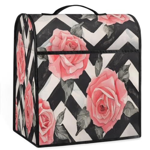 Coffee Maker Cover Zigzag Rose Kitchen Appliance Covers Small Appliance Covers Blender Cover Juicer Cover Dust Covers for Kitchen Appliances with Top Handle and Pockets,Washable,B487