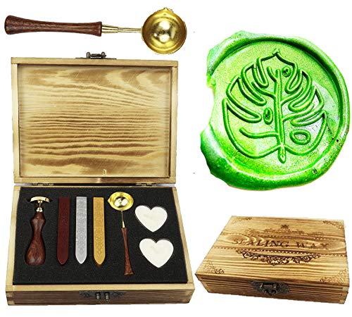 Kit sceau de cire Monstera bâtons de cire et cuillère de fonte pour enveloppe