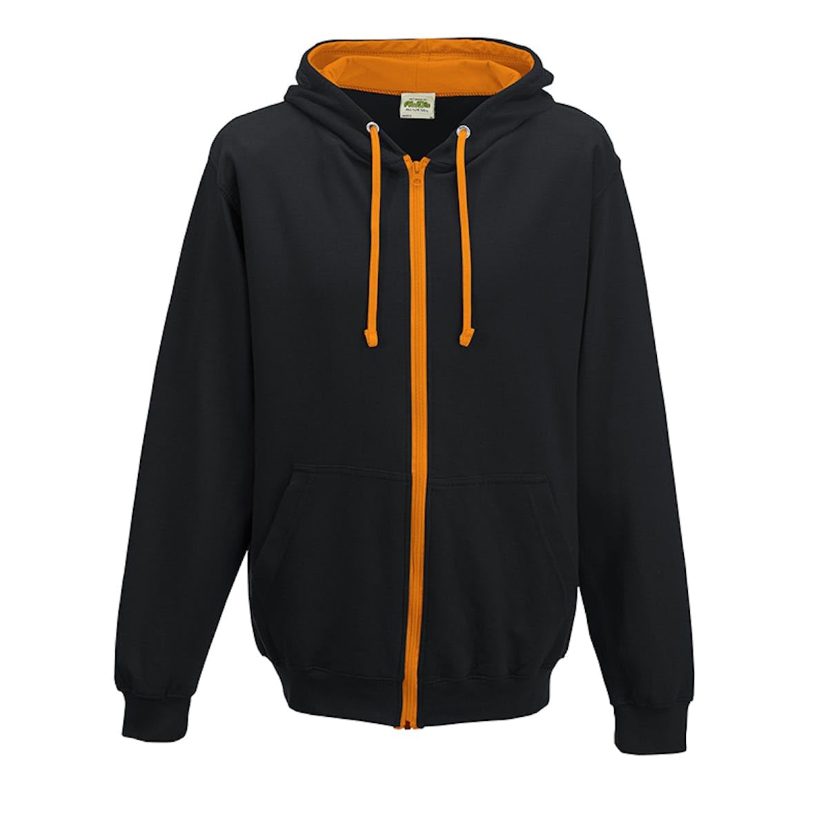 AWDis Men's Varsity Zoodie Hoodie, Multicoloured (Jet Black/Orange Crush), XX-Large