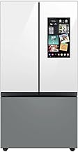 Samsung Bespoke 30 Cu. Ft. 3-Door French Door Refrigerator with Family Hub and Custom Panels   White Glass