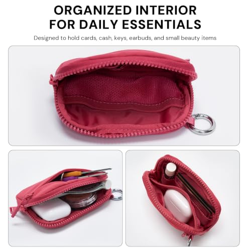 Image of Wristlet Wallet for Women with Clear ID Window, Zip Coin Purse and Keychain | 3 Card Slots, Exterior Zip Pocket, Inner Mesh Pouch, Lipstick Holder, Detachable Wrist Strap, Lightweight Nylon