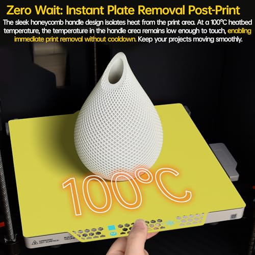 Image of BIQU CryoGrip Pro Glacier-Yellow 257x257MM for Bambu-Lab P1P /P1S /P2S /X1C /X1E /A1 3D Printers Panda Build Plate Double Sided Upgrade Removable Surface Platform