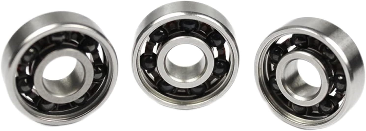 10PCS 608 2RS Stainless Steel Ring Black Si3N4 Ceramic Balls Bearings for Longboard Inline Skate Skateboard Parts DINGGUANGHE