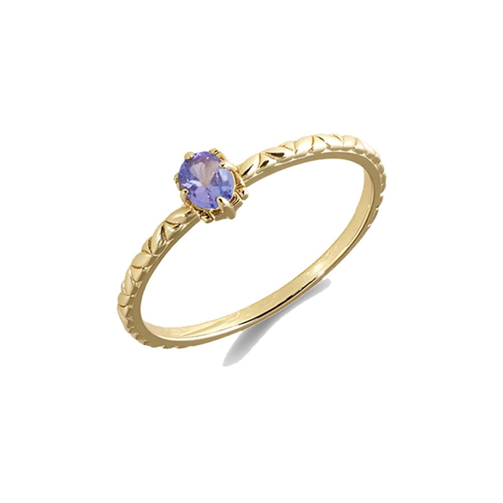 Anillo de compromiso de oro de 9 K/14 K/18 K con tanzanita ovalada para parejas