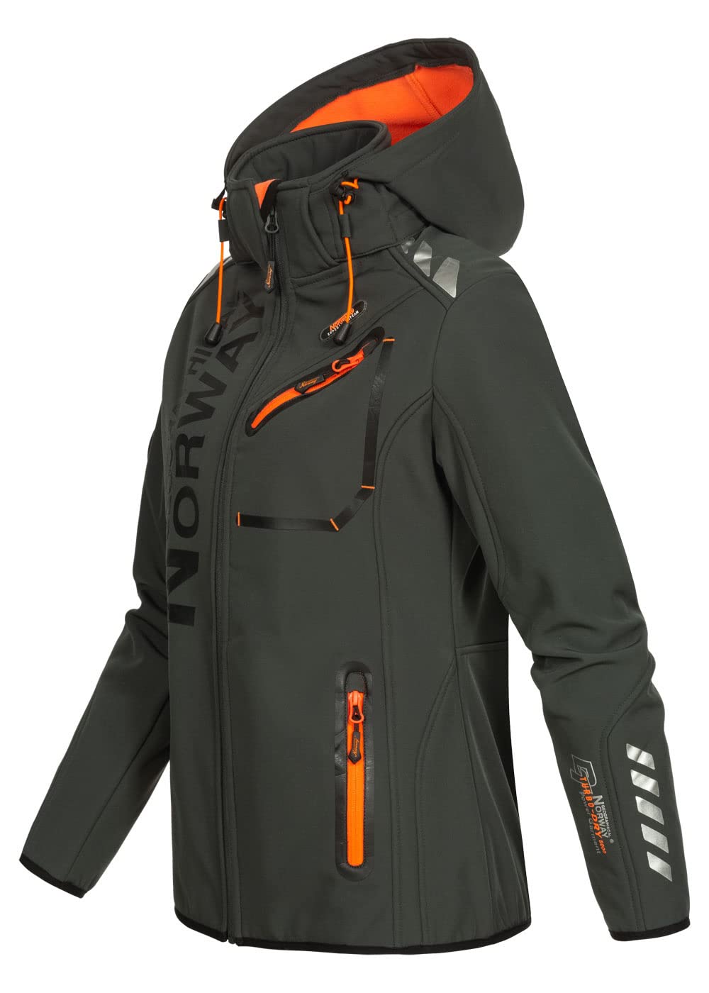 Geographical Norway REINE Lady - Damska kurtka softshellowa, odporna i wodoodporna kurtka wiatrowa - kurtka outdoorowa z kapturem