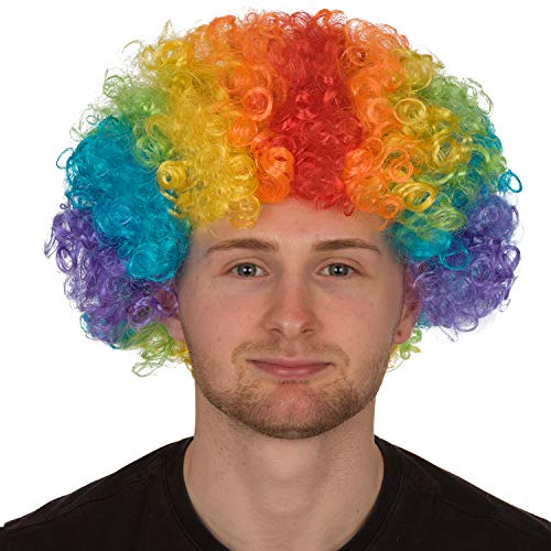 Redstar Fancy Dress - Perruque pour Adulte - Coupe Afro - Accessoire pour déguisement/fête/Clown - Arc-en-Ciel