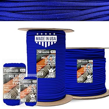 AMAZON - THREE VIKINGS Premium 750lb Tactical Paracord Rope Parachute Cord in Many Colors and Length Continuous Spools – Royal Blue – 1000 Ft. (Coiled on Spool) – TP750-Royal Blue-1000