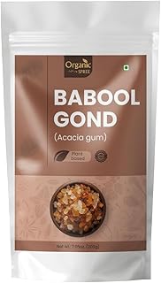 Organic Spree Babool Gond 200grams (7.05oz) | Acacia gum | Kikar Gond | Pure and Natural Gum