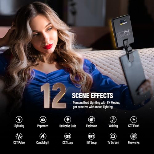 NEEWER Basic VL67B Luz Selfie Móvil y App Control, Bicolor CRI97 2000mAh Luz de Relleno para iPhone con Cold Shoe Mount, Delantero y Trasero Clip para Vlog, Live Stream, Maquillaje y Videoconferencia - imagen 6