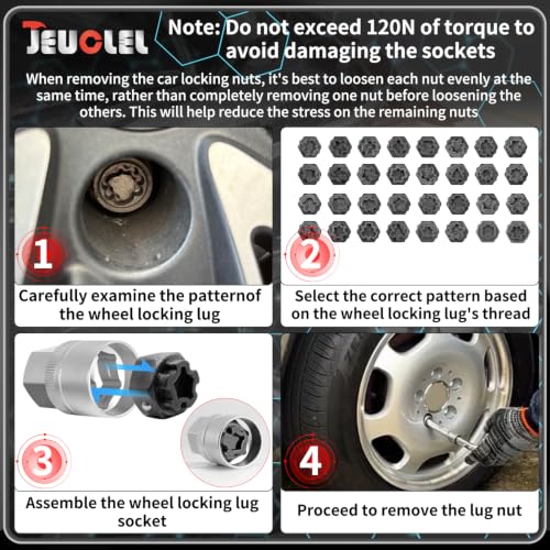 Image of 35PCS Wheel Lock Nut Key Kit Compatible with Mercedes Benz