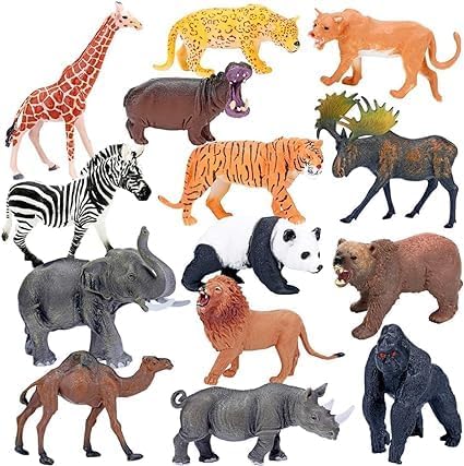 Jumbo Safari Animals Figures Toys, Realistic Jumbo Wild Zoo Animals Figurines Plastic Africa Jungle Animals Playset for Kids Toddlers, 24 Piece Animals set
