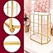 BuleVina Glass Jewelry Display Case 6.7x4x8.4 inches Small Cabinet, 3-Tier Geometric Box Keepsake Trinket for Rings, Earrings, Crystals, Makeup Organizer, Multifunction Table Decoration Storage
