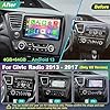 4G+64G Car Radio for Honda Civic 2013-2017(Only US Version) with Wireless Carpaly & Android Auto,9 Inch IPS Touch Screen Car Stereo with GPS Navigation/Bluetooth 5.2/FM/Backup Camera/WiFi/SWC/HiFi