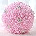Produktbild Kreativ Elegante Hochzeit Portfolio Perle Blumen Brautstrauß Zubehör Brautjunfer-Partei-Strass Hochzeit Dekoration Lieferungen, Durchmesser: 20 cm (pink) (Color : Pink)