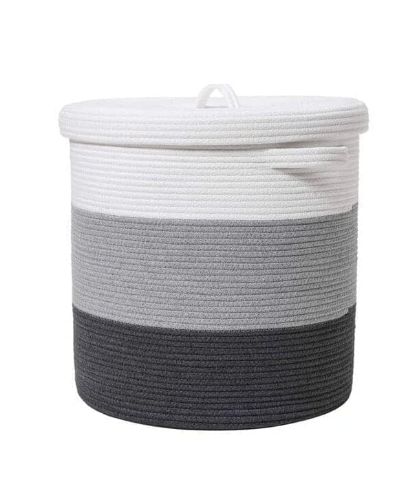 Ravio Craft Foldable wardrobe cotton Rope Laundry Basket With Lid Size (37X43) Baby Bucket Hamper Cloth Storage Box Kitchen,Office And Living Room-White Grey (B0D14SW7GJ) Amazon Price History, Amazon Price Tracker