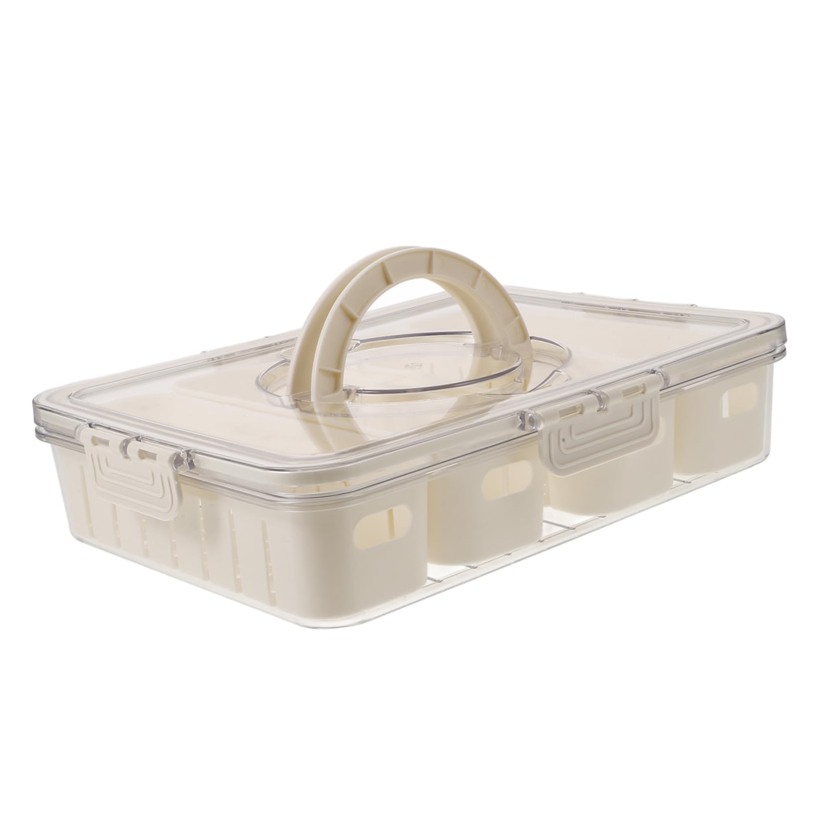 Transparenter Kühlschrankorganizer mit Fächern aus Reusable Pet | Deckel und Griff, Luftdicht Verschließbar, Getrennte Lagerung für Gewürze und Früchte