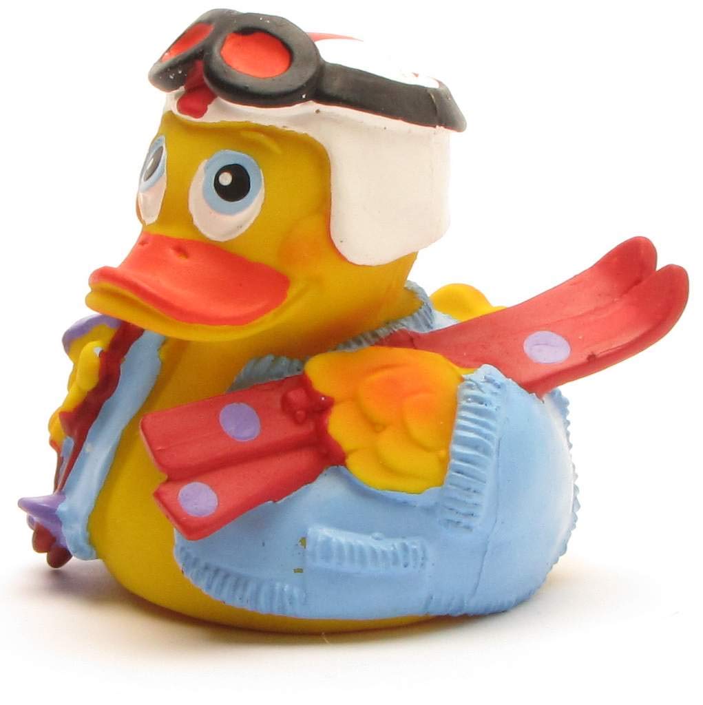 Duckshop I Bath Duck Ski Duck with White Helmet and Goggles I Squeaky Duck I Squeaky Duck L 7.5 cm I Gift Apres Ski I Gift for Winter Sports Enthusiasts