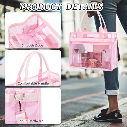Image of Fammart Clear Bags Stadium Approved, Jelly Tote Bag for Women with Zipper, Crossbody Bag with Adjustable Strap for Work