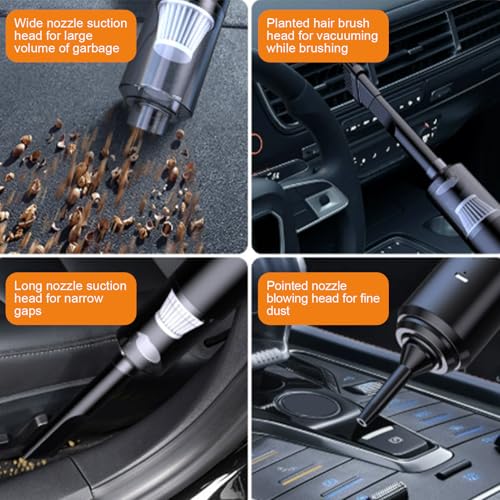 Qutalmi Aspiradora Portátil Sin Cable para Coche, Aspirador Doméstico Compacto, Dispositivo Silencioso para Limpieza Práctica En Alfombras De Coche Vehículo Sedán Hogar Cama Y - imagen 4