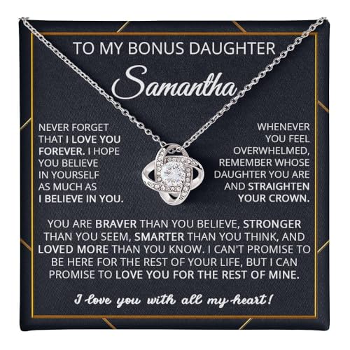 Gift For Bad Ass Step Daughter Necklace, Gifts for Stepdaughter, Alluring Beauty Necklace, Jewelry Card for Her, To My Bonus Daughter From Stepmom Stepdad with Message Card and Box Meaning