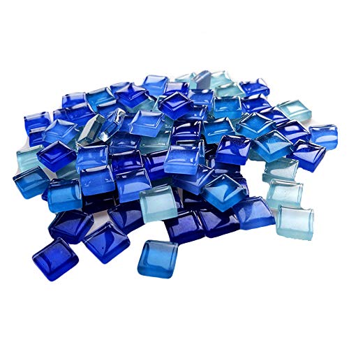 100 Pieces Bulk Mosaic Tiles Assorted Color Opaque Mosaic Glass Crafts Supplies for DIY Picture Coaster Home Mosaic Decoration(1x1cm,Blue Series)