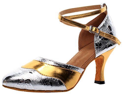 Chaussures de danse latine femme à talon fermé en satin de qualité