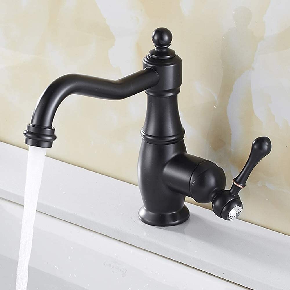 Rubinetto del Bagno Nero personalità Quadrato Lavabo Miscelatore Rubinetto monocomando Lavandino Rubinetto dell'Acqua Bagno di casa Decorazione Calda e Fredda antiruggine Rubinetto dell'Acqua