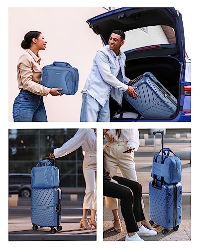 Image of BAGSMART 2 Piece Luggage, 20 Inch Carry On Suitcase with Spinner Wheels, Polycarbonate Material, Blue