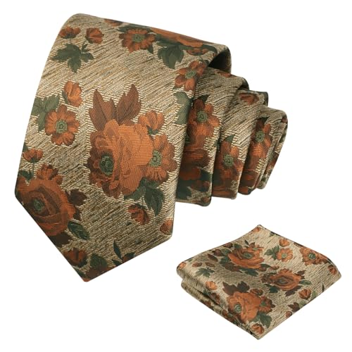 Image of Alizeal Mens 3.15'' Colorful Flower Pattern and handkerchief Necktie Set